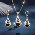 Conjunto de Joias Femininas Design Gota d’Água – 3 Peças Elegantes para Festas e Ocasiões Especiais
