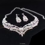 Conjunto de Joias Geométricas para Noivas – Colar e Brincos Elegantes para Moda Nupcial Feminina