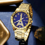 Conjunto Feminino Juvenil com Relógio Torre Eiffel – 5 Peças Elegantes para Uso Diário e Presentear