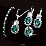 Conjunto de Semijoias Femininas Luxo com Pedra Verde Vintage – 5 Peças Sofisticadas para Qualquer Ocasião