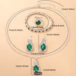Conjunto de Semijoias Femininas Luxo com Pedra Verde Vintage – 5 Peças Sofisticadas para Qualquer Ocasião